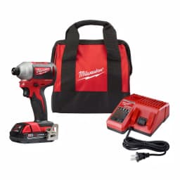 Milwaukee M18 18V Compact Brushless 1/4 in. Hex Impact Driver Kit with 2.0 Ah Battery, Charger & Tool Bag thumbnail 1