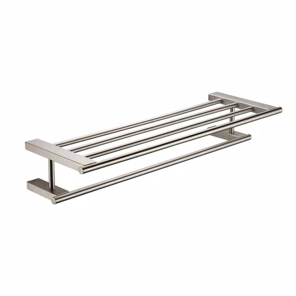 ALFI BRAND 25.88 in. Wall Mount Towel Rack with Shelf, Brushed Nickel