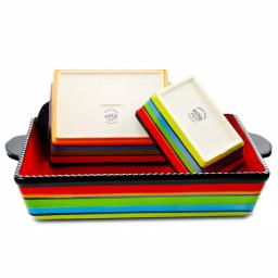 Gibson Pueblo Springs 3-Piece Stoneware Bakeware Set, Assorted Colors, Rectangular Ceramic Baking Dishes thumbnail 2