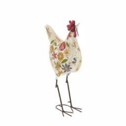 LITTON LANE 17 in. Farmhouse Floral Pattern Iron Rooster Garden Sculpture with Distressed Finish thumbnail 5