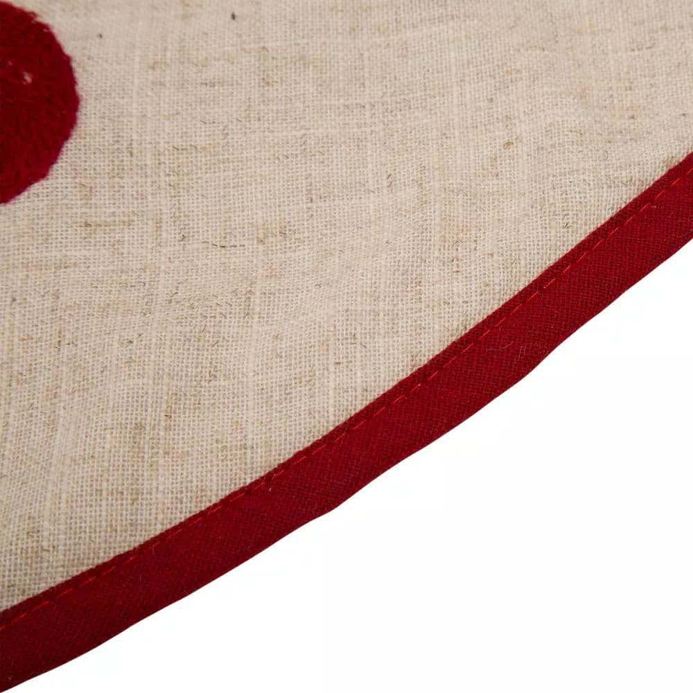 Glitzhome 48 in. LED Embroidered Linen Christmas Tree Skirt - Merry Christmas