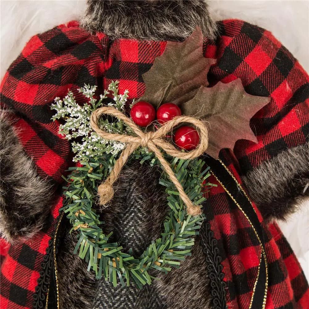 Glitzhome 12 in. Plaid Angel Christmas Tree Topper Figurine Decoration