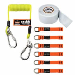 Ergodyne Squids 3180 Tool Tethering Kit with Coil Lanyard, Self-Adhering Tape, and 6 Web Tool Tails thumbnail 1