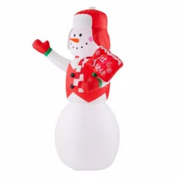 Unbranded 8 ft. Pre-Lit Inflatable Jolly Holiday Snowman Greeter with Sign, LED Lights thumbnail 3