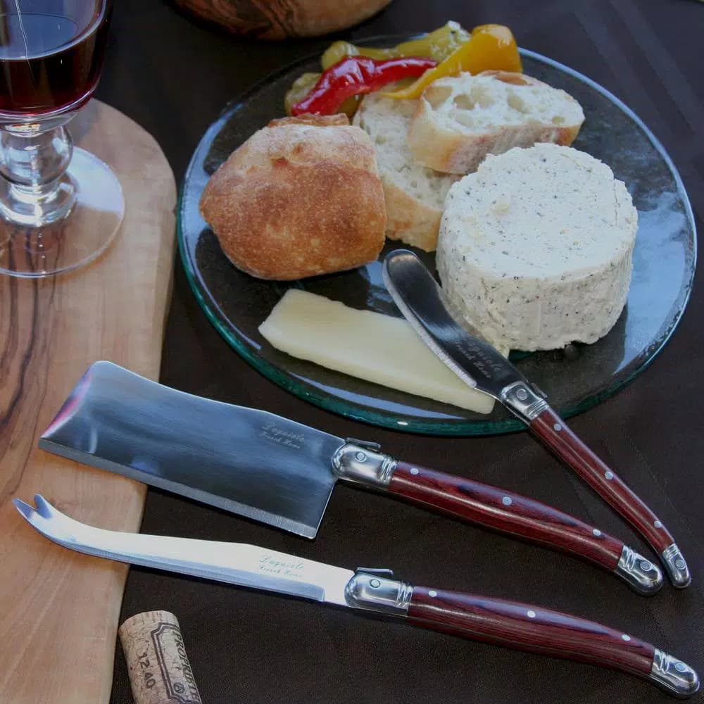 Unbranded Laguiole 3-Piece Pakkawood Cheese Knife Set with Stainless Steel Blades