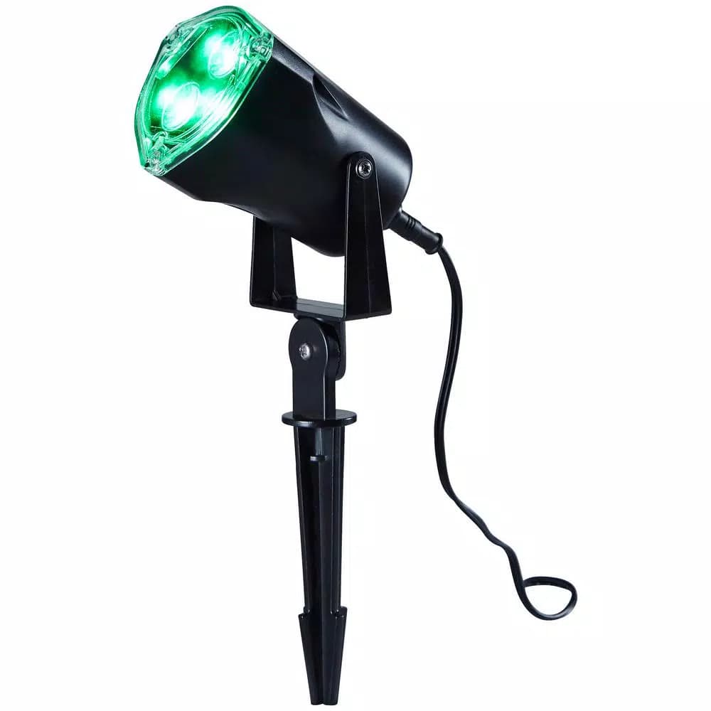 Home Accents Holiday Green LED Spotlight Outdoor Holiday Decoration with Swivel Head and Adjustable Neck