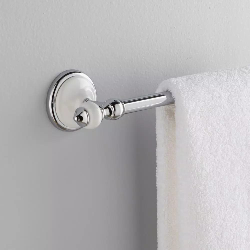 Delta Alexandria 24 in. Towel Bar, Chrome and White, Rustic Farmhouse Style