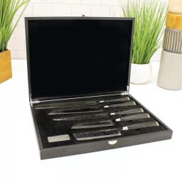 BergHOFF Martello 5-Piece German Steel Knife Set with Wooden Case - Textured Blades thumbnail 4