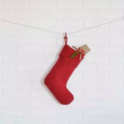 VHC Brands 15 in. Red Cotton Burlap Christmas Stocking - Farmhouse Holiday Decor thumbnail 2