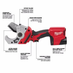 Milwaukee M12 Cordless PVC Pipe Shear, 12V Lithium-Ion (Tool-Only) thumbnail 6