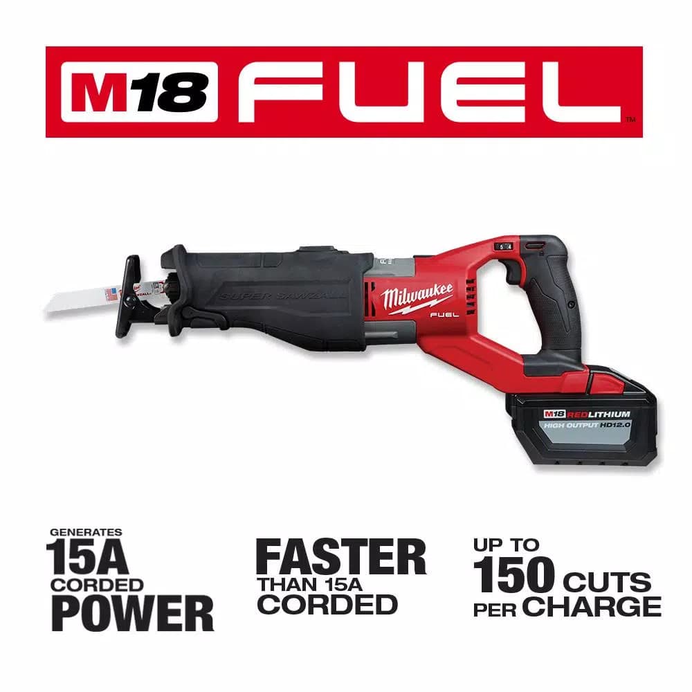 Milwaukee M18 FUEL SUPER SAWZALL Orbital Reciprocating Saw Kit with 12.0 Ah Battery