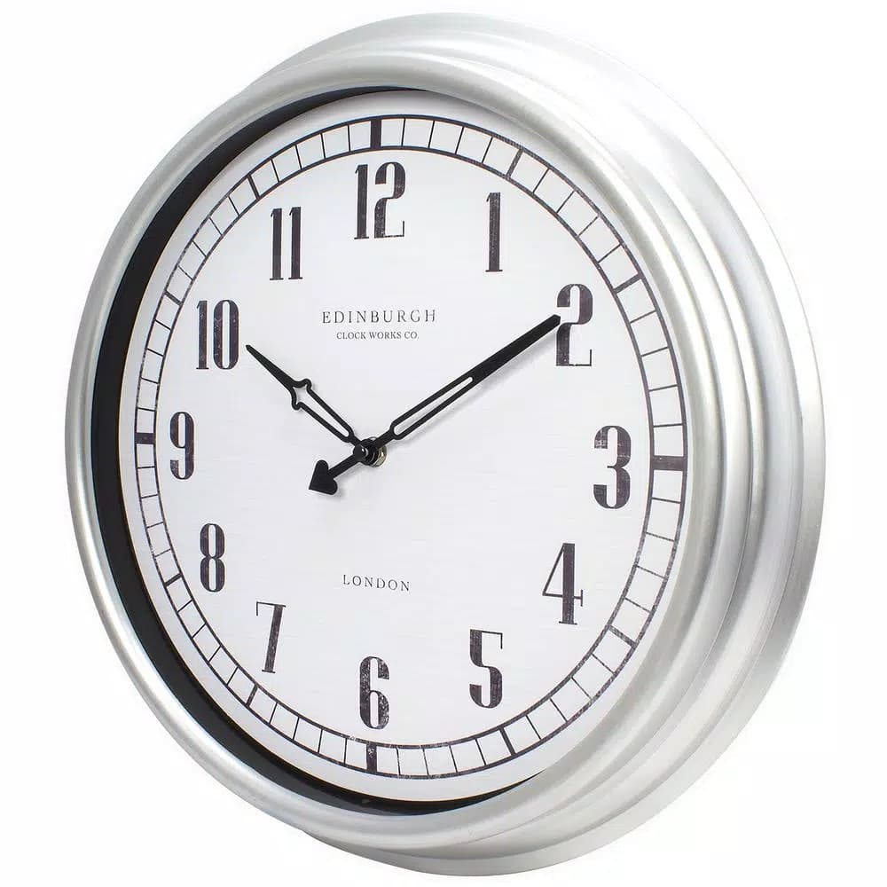 Equity by La Crosse 16 in. Silver Quartz Indoor/Outdoor Wall Clock with UV Protected Dial