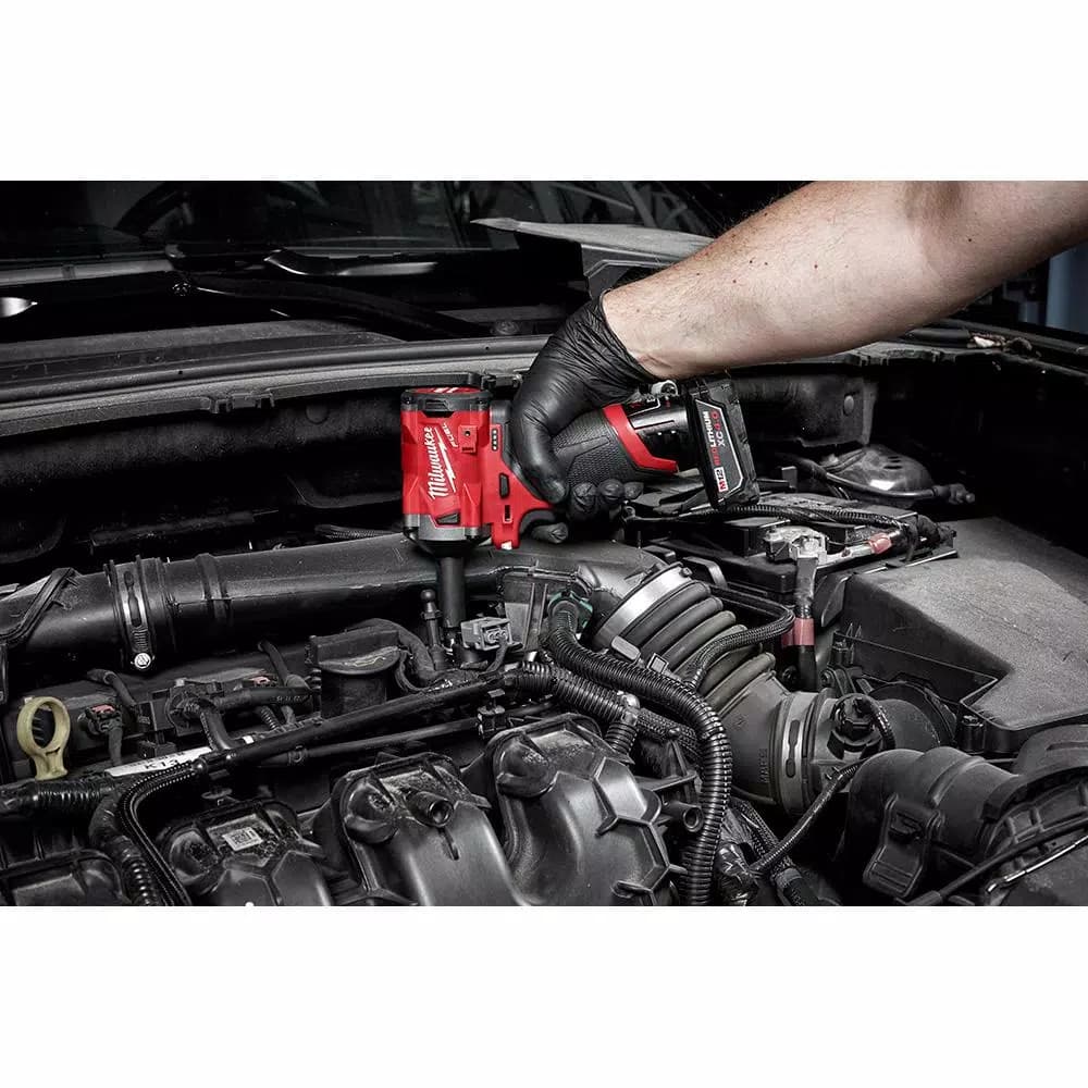 Milwaukee M12 FUEL 3/8 in. Stubby Brushless Cordless Impact Wrench Kit with Two Batteries and Charger