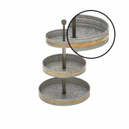 LITTON LANE 24 in. 3-Tiered Round Gray Iron Tray Stand with Copper Band Accents thumbnail 3