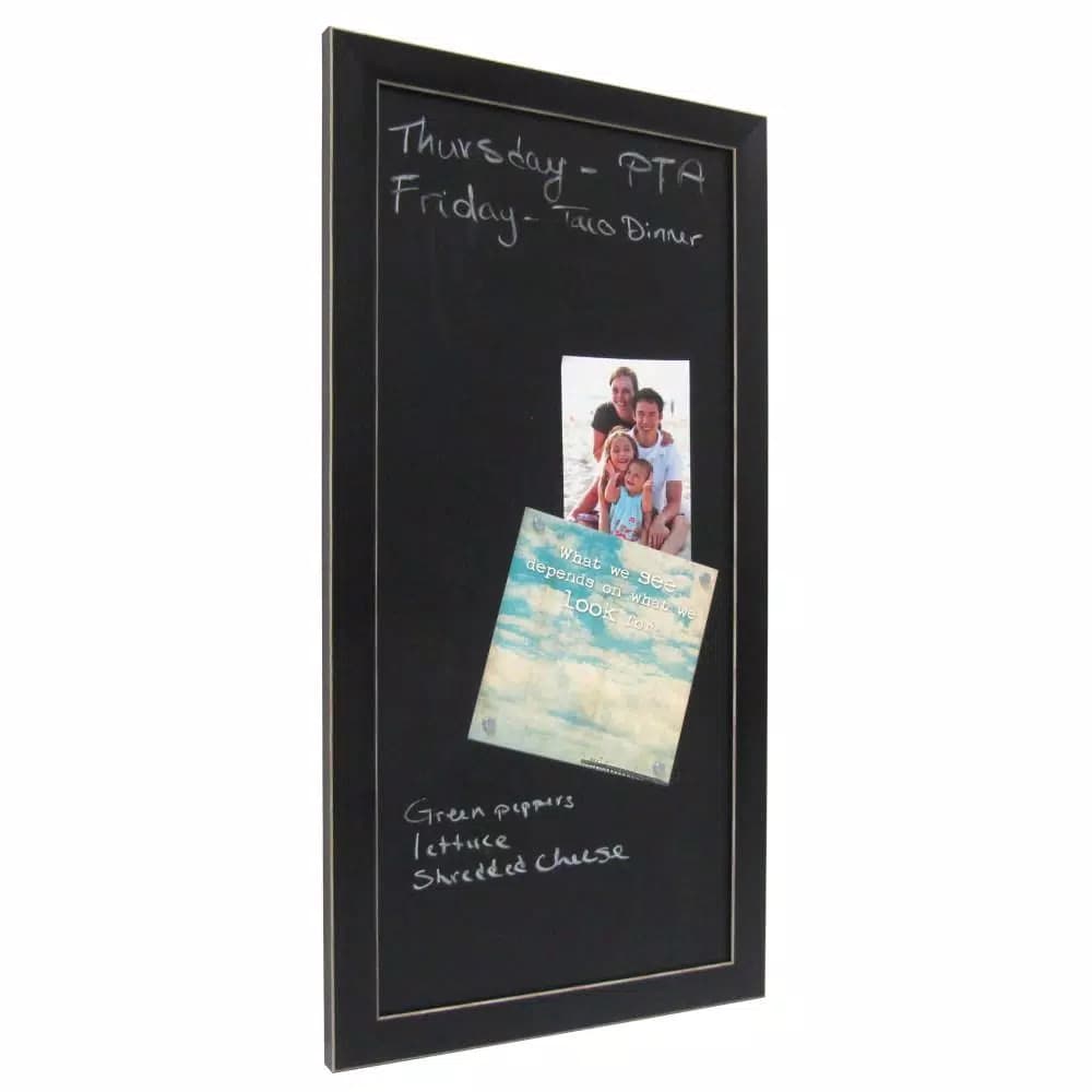 DesignOvation Wyeth Framed Magnetic Chalkboard Memo Board, 13 x 26 in.