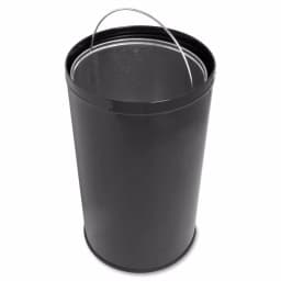 Genuine Joe 12 Gal. Black and Chrome Round Top Steel Trash Can with Push-to-Open Spring Door thumbnail 3