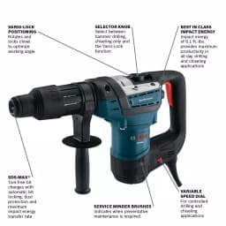 Bosch RH540M 12 Amp SDS-Max Corded Variable Speed Rotary Hammer Drill with Carrying Case thumbnail 2