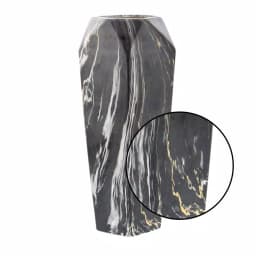 LITTON LANE Modern Reflections 14 in. Black and White Marble Patterned Ceramic Geometric Vase thumbnail 3