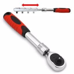 Stark 3/8 in. Flex-Head Extendable Ratchet with Soft Grip Handle, 72-Tooth Chrome Vanadium Steel thumbnail 2