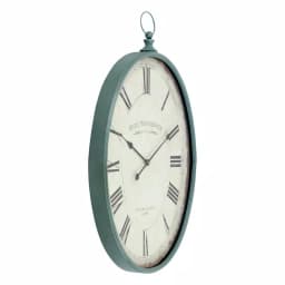 Aspire Home Accents Sonia Blue Oval Wall Clock - Distressed Teal French Provincial Decor thumbnail 2