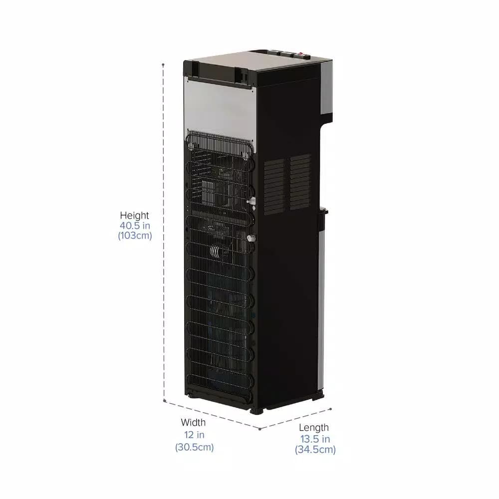 Brio Essential Tri-Temp Bottom-Load Water Cooler Dispenser - Black and Brushed Stainless Steel