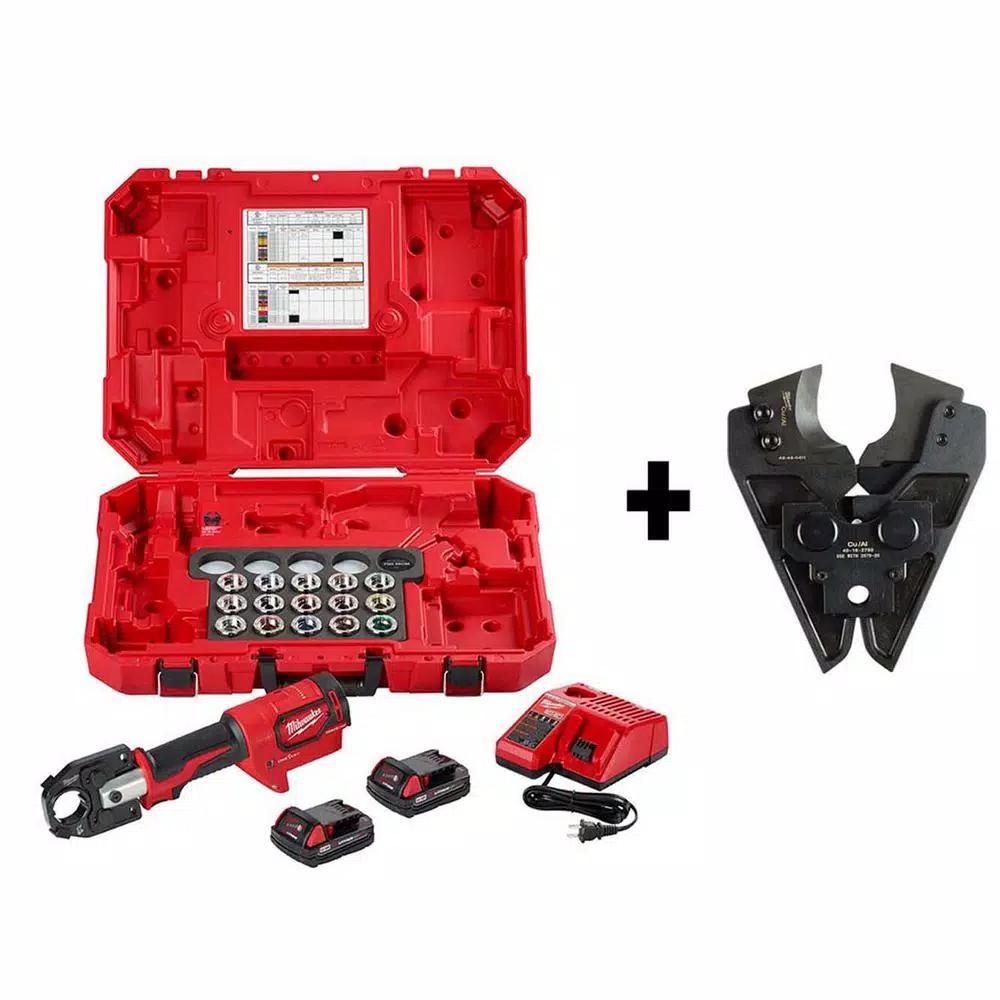 Milwaukee M18 FORCE LOGIC 600 MCM Crimper Kit with 750 MCM Cu/1000 MCM Al Cutting Jaw