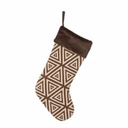 Glitzhome 20 in. Christmas Stocking with Faux Fur Cuff in Natural Brown and White thumbnail 1
