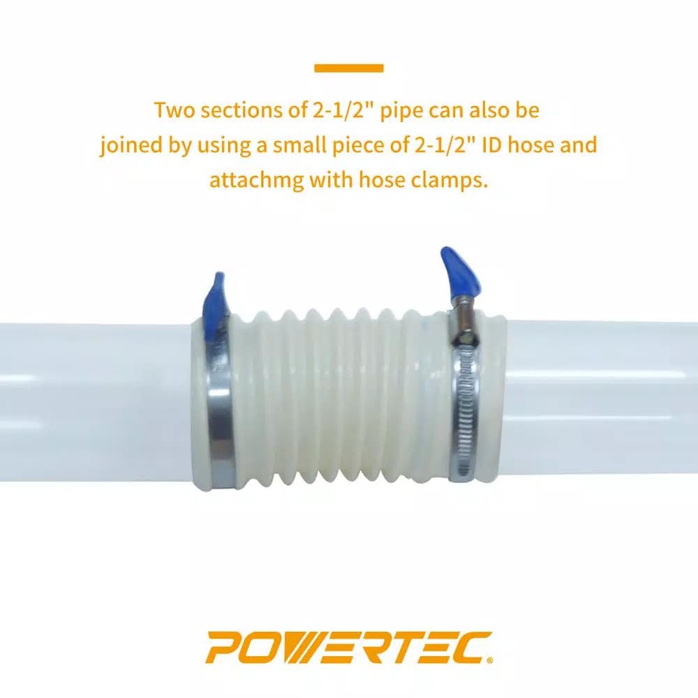 POWERTEC 2-1/2 in. x 36 in. Clear Rigid PVC Dust Collection Pipe