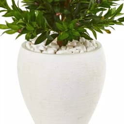 Nearly Natural 3.5-Ft. Artificial Olive Cone Topiary Tree with White Planter, Indoor/Outdoor UV-Resistant thumbnail 3