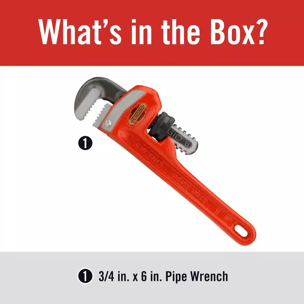 RIDGID 6 in. Heavy-Duty Straight Pipe Wrench, Red