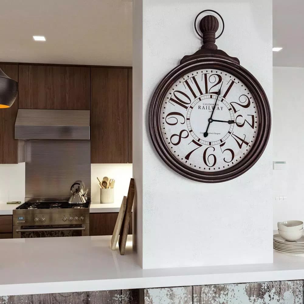 Yosemite Home Decor Caledonian Railway Black Oversized Wall Clock