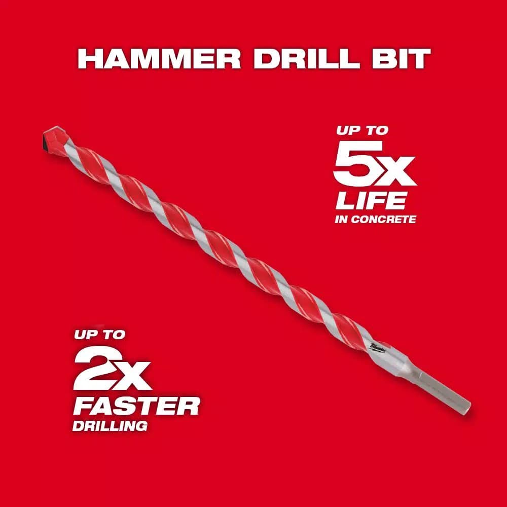 Milwaukee 1 in. x 12 in. Carbide Hammer Drill Bit for Concrete, Brick, and Block