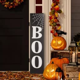 Glitzhome 47.83 in. Wooden BOO Porch Sign with Spider Web Halloween Decor thumbnail 8