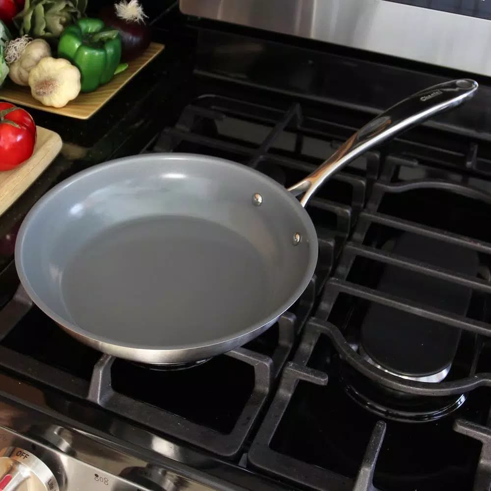 Chantal Induction 21 Steel 10 in. Stainless Steel Ceramic Nonstick Frying Pan, Brushed Stainless Steel