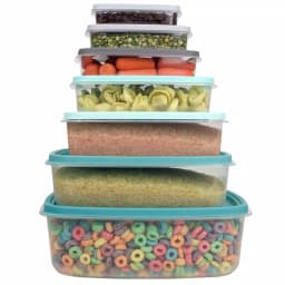 Unbranded 14-Piece Plastic Food Storage Container Set with Secure Snap-On Lids, Multi-Color thumbnail 2