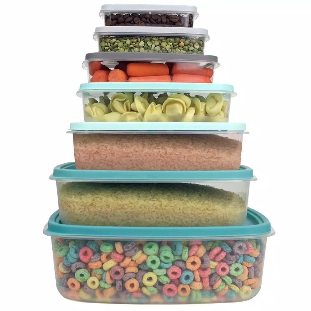 Unbranded 14-Piece Plastic Food Storage Container Set with Secure Snap-On Lids, Multi-Color