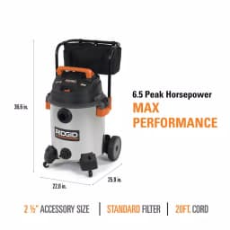 RIDGID 16 Gal. 6.5 Peak HP Stainless Steel Wet/Dry Shop Vacuum with 2.5 in. Locking Accessories thumbnail 5