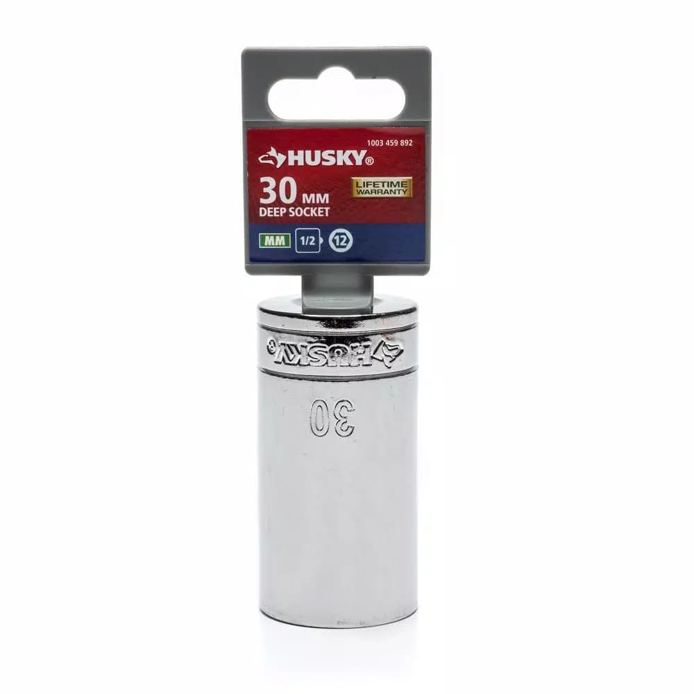 Husky 1/2 in. Drive 12-Point Deep Metric Socket, 30mm