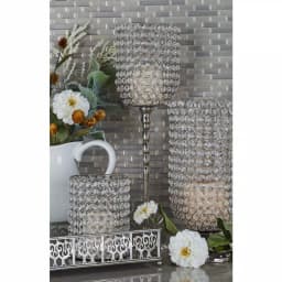 LITTON LANE Clear Acrylic and Aluminum Tall Inverted Bell Candle Holder thumbnail 1