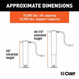 CURT Direct-Weld Square Trailer Jack with Side Handle, 12,000 lbs. Support, 12.5 in. Travel thumbnail 3