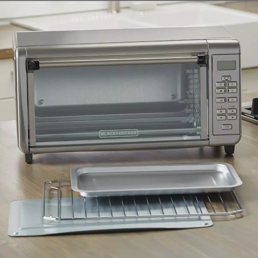 BLACK+DECKER 1550W Extra-Wide Digital Convection Toaster Oven, 8-Slice, Stainless Steel