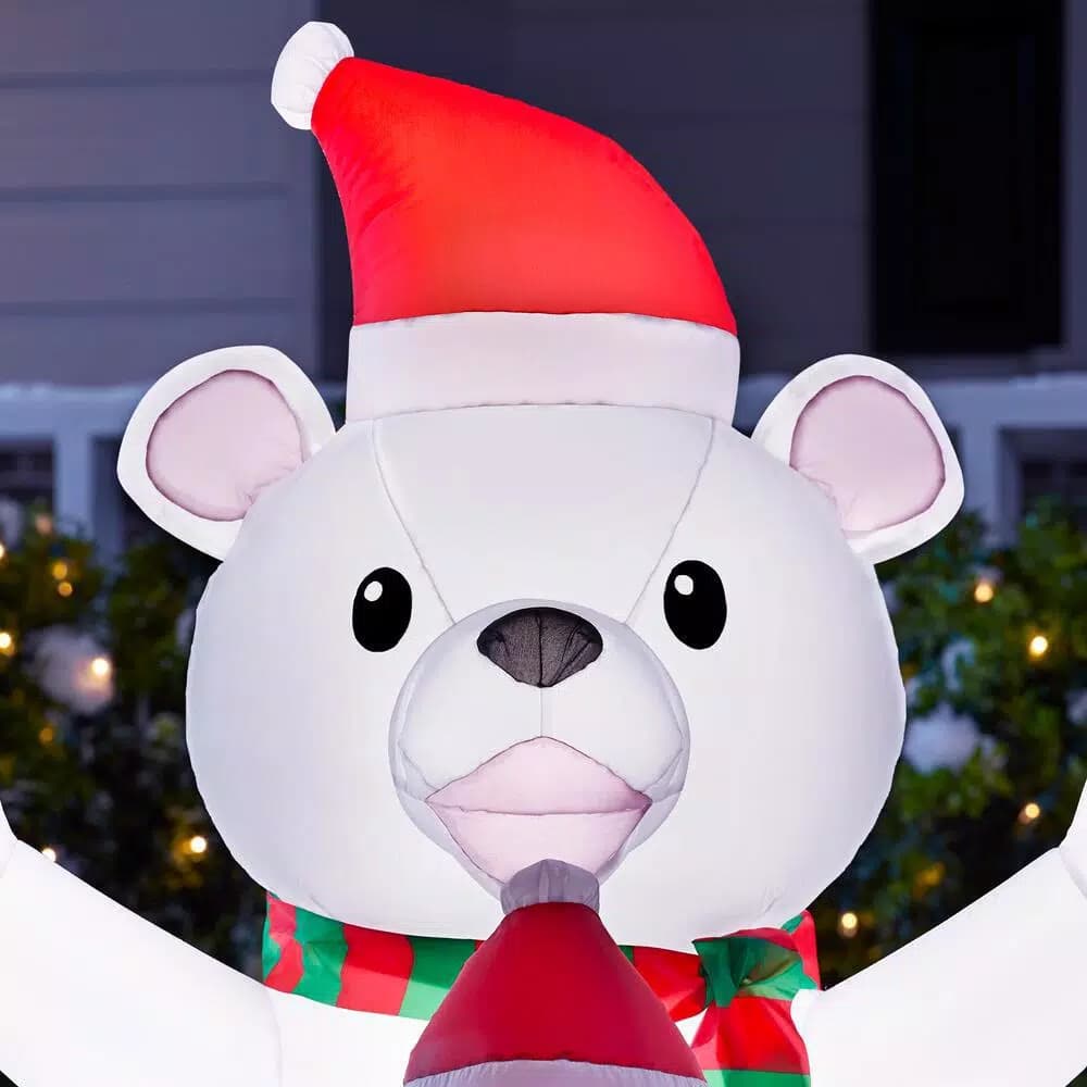 Home Accents Holiday 4 ft. Airblown Inflatables Christmas Polar Bear and Penguin Scene with LED Lights