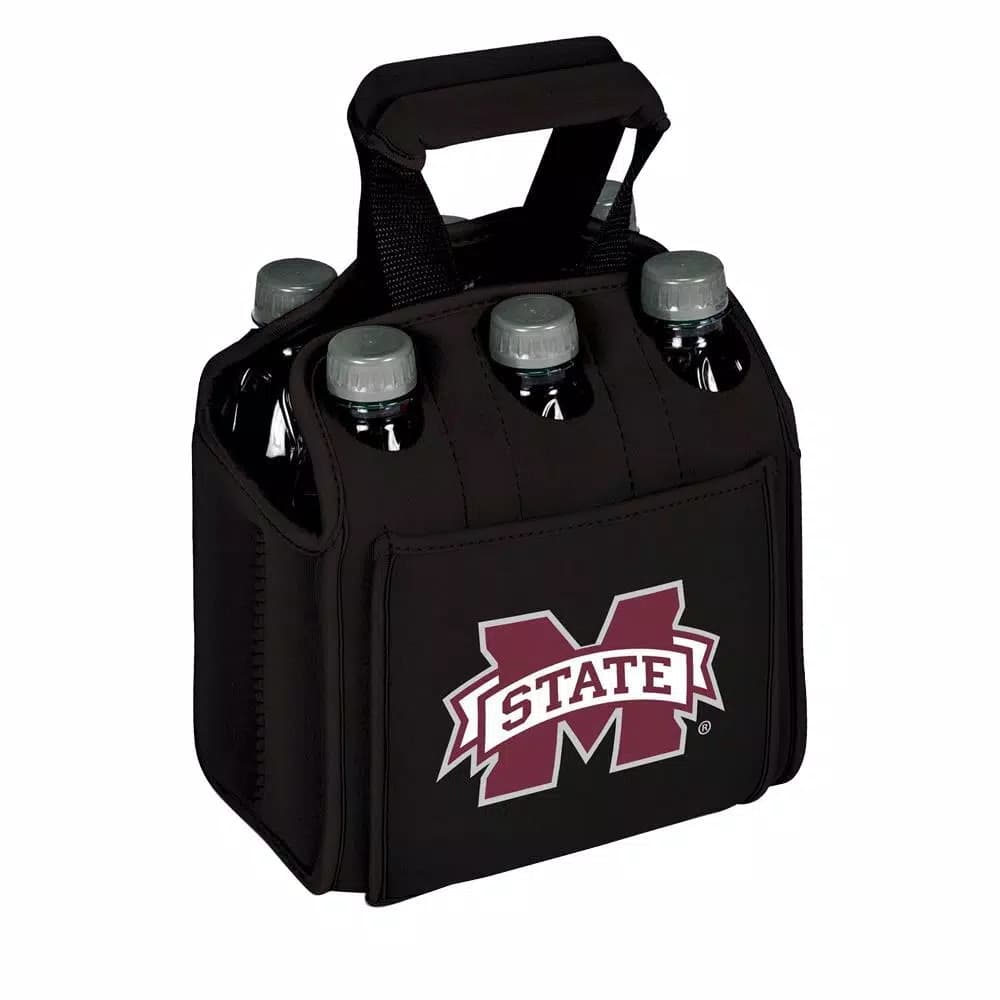 Picnic Time Mississippi State University Bulldogs 6-Bottle Insulated Neoprene Beverage Carrier, Black