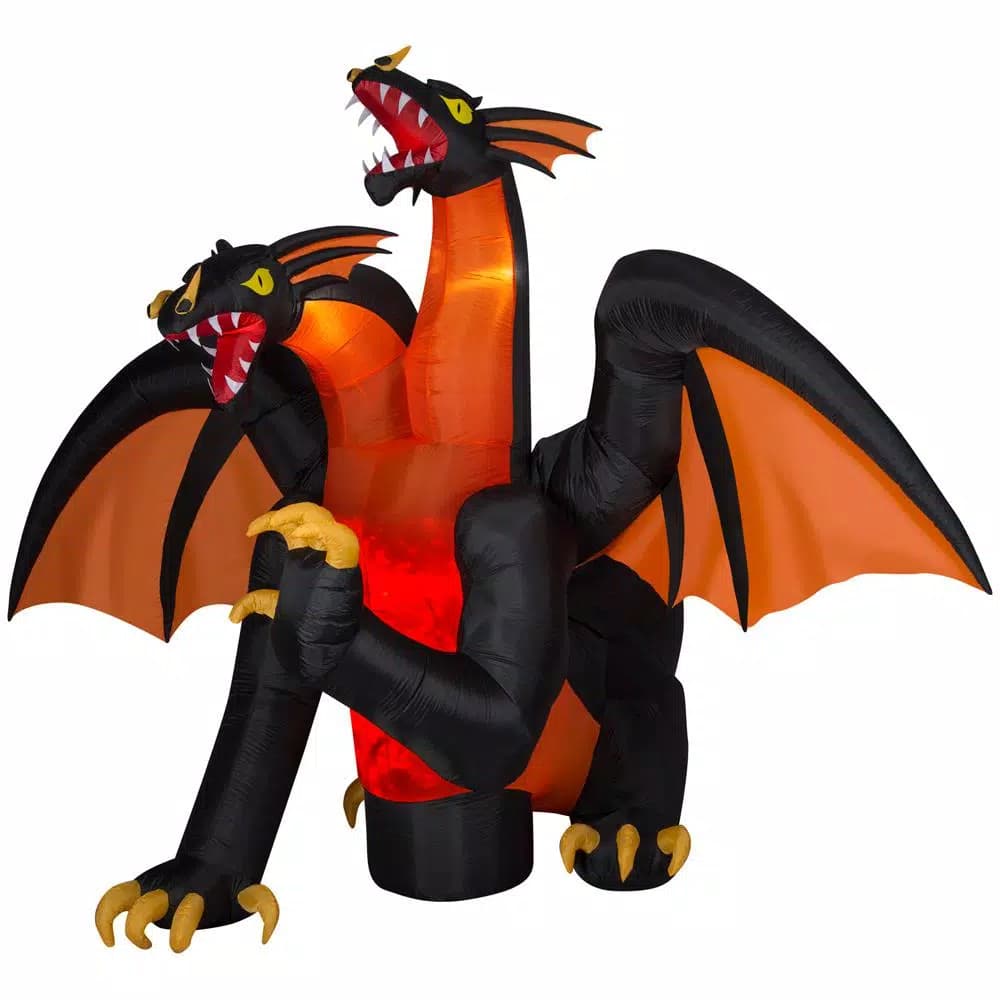 Gemmy 7.5 ft. Fire and Ice Two-Headed Dragon Halloween Inflatable with Animated Projection