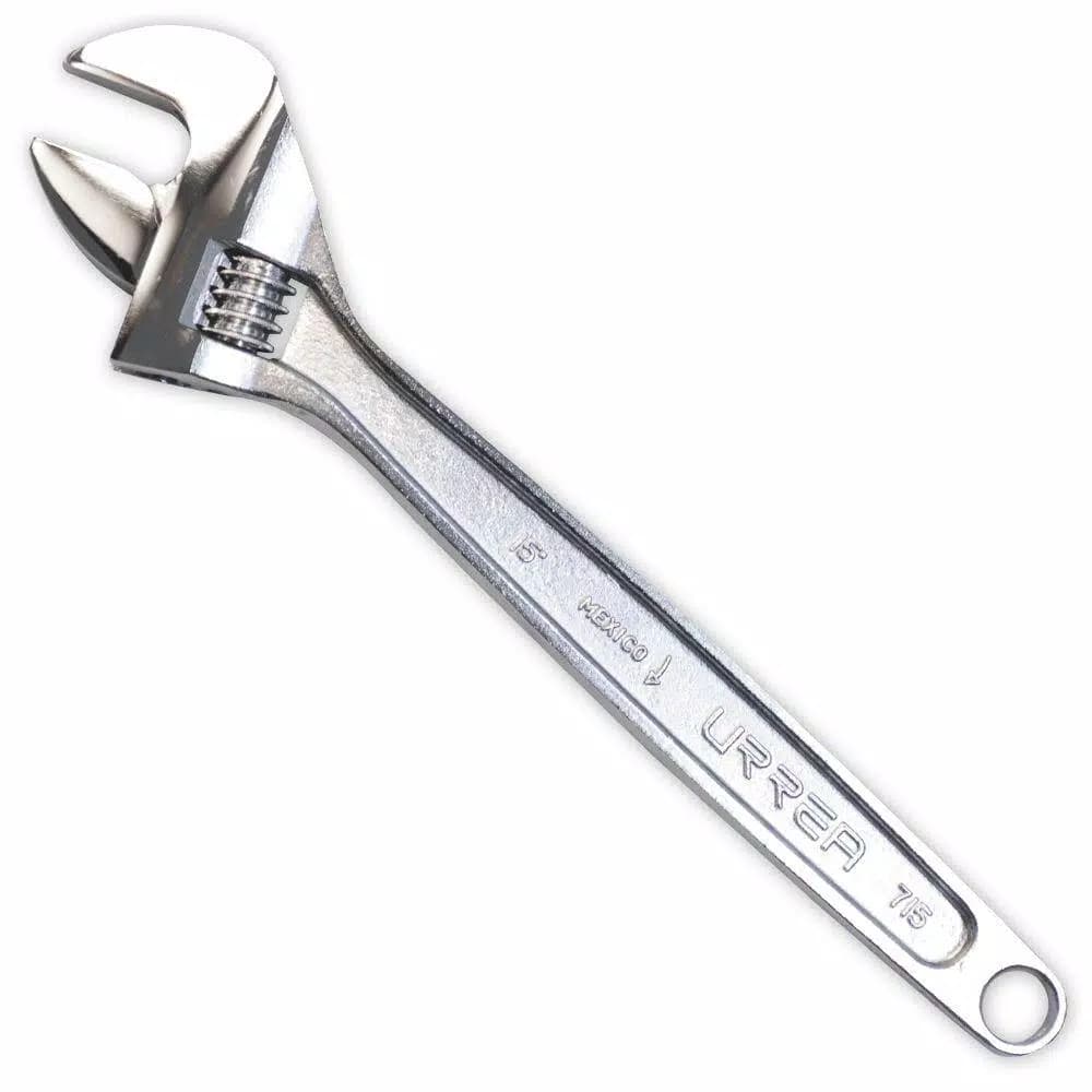 URREA 10 in. Chrome Adjustable Wrench, High-Quality Alloy Steel Hand Tool
