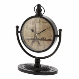 LITTON LANE 12 in. x 4 in. Round Iron Table Clock Set, 4-Pack, Tarnished Black Finish thumbnail 2
