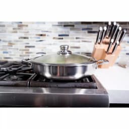 Swiss Diamond Premium Clad 5.8 qt. Stainless Steel Saute Pan with Glass Lid thumbnail 2
