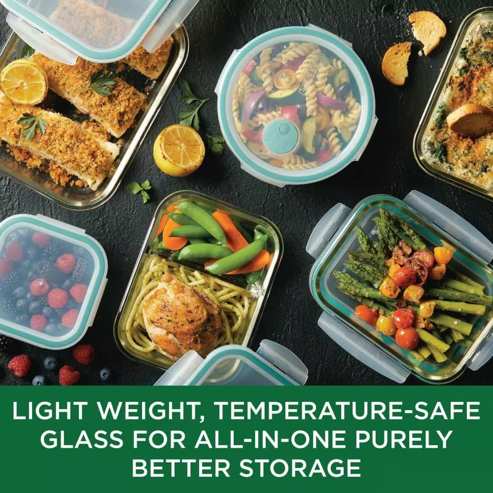 Lock & Lock Purely Better 32oz Divided Borosilicate Glass Food Storage Container, Rectangular