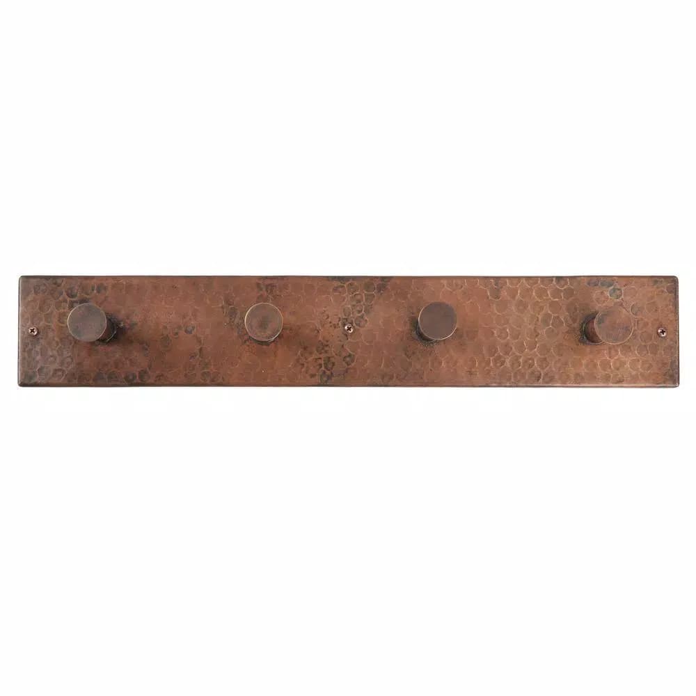 Premier Copper Products Hand Hammered Copper Quadruple Robe Hook, Oil Rubbed Bronze
