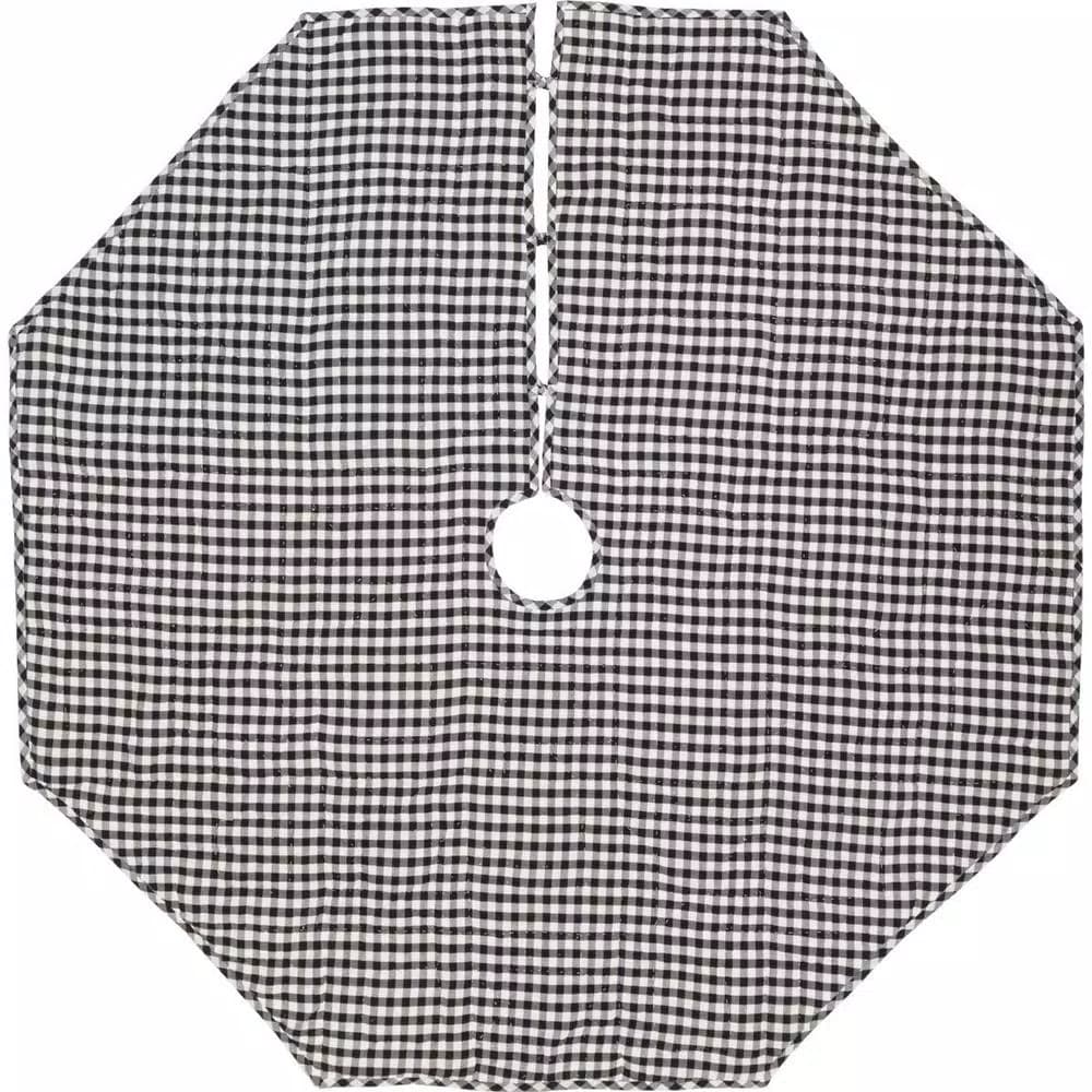 VHC Brands 60 in. Emmie Black and White Patchwork Farmhouse Christmas Tree Skirt